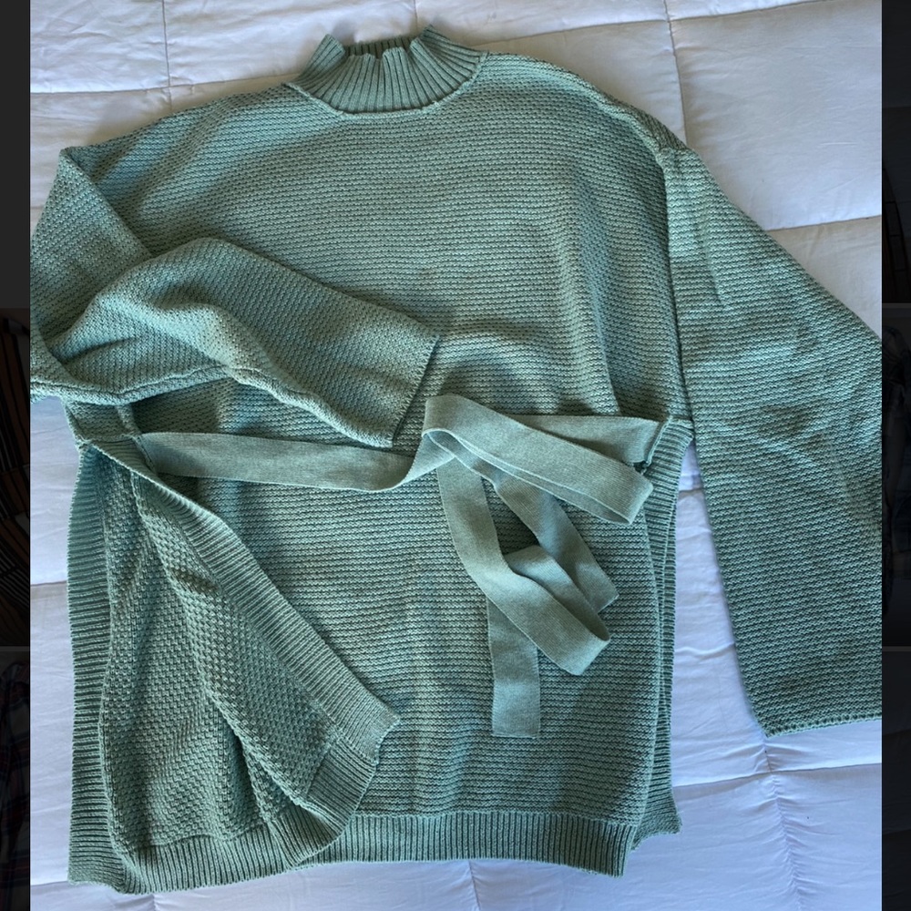 Blue tie sweater